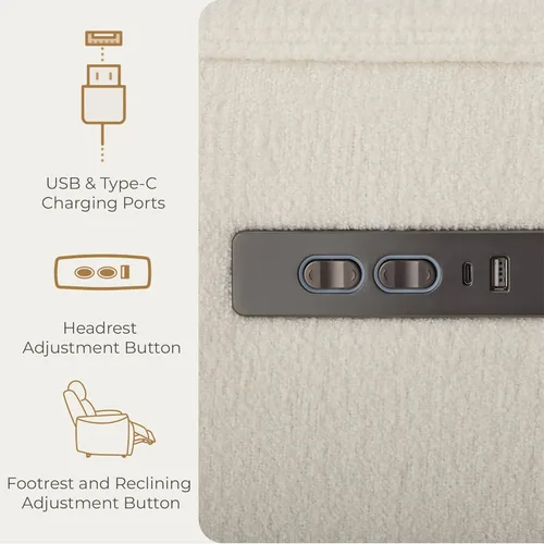 Miniatura 6 de CHITA Silla reclinable giratoria, reclinable mecedora eléctrica para cuarto de bebé, con reposacabezas eléctrico ajustable, certificado FSC, base