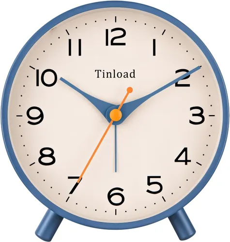 Miniatura 13 de Tinload Reloj despertador analógico retro antiguo de 4.5 pulgadas, funciona con pilas, pequeño reloj silencioso de mesita de noche, iluminado bajo