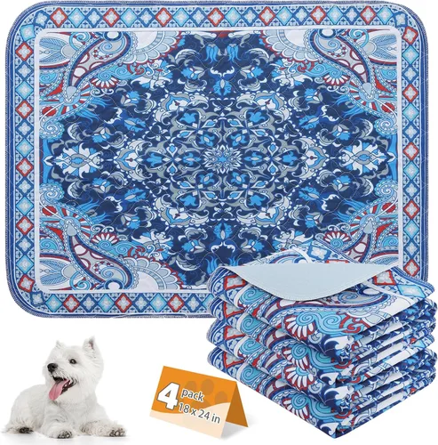 Miniatura 20 de KOOLTAIL Almohadillas lavables para orina de perros, paquete de 2 almohadillas de entrenamiento súper absorbentes reutilizables impermeables