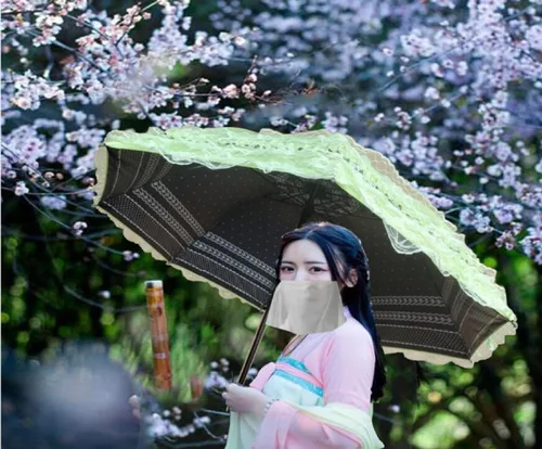Miniatura 37 de WENDIN Sombrilla de encaje plegable vintage Paraguas gótico lluvia Anti-UV protección de encaje parasol cúpula Foto Props niñas sombrilla paraguas