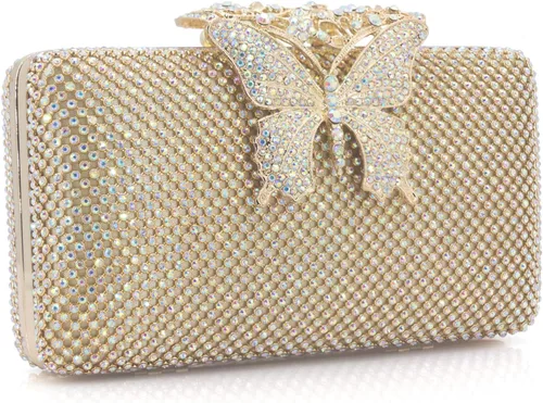 Miniatura 2 de Dexmay - Bolso de noche para mujer con cierre de mariposa y diamantes de imitación