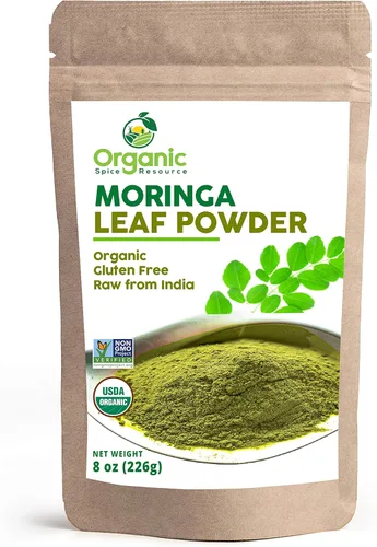 Polvo de Moringa Orgánica - 8 oz (226g) | USDA Orgánico, Sin OGM, Kosher, Halal, Polvo de Moringa Oleifera - 100% Crudo y Natural, por SHOPOSR