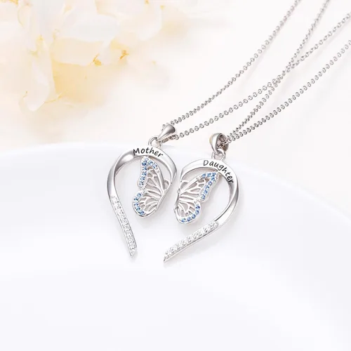 Miniatura 3 de DAOCHONG Regalos para el día de la madre, plata de ley S925, collar con colgante de corazón para madre, hija, nieta, familia, joyería de papá, mamá