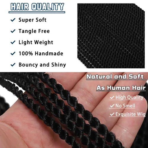 Miniatura 4 de Trenzas de Ganchillo Senegalesas Twist Cabello de Ganchillo 7 Paquetes Pre Enrollado Micro Trenzas Senegalesas Twist Cabello Trenzado Trenzas
