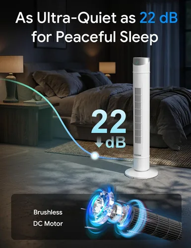Miniatura 4 de ZAFRO Ventilador de torre inteligente para dormitorio, ventilador de torre oscilante de 120°, 28 pies/s de alta velocidad, 12 velocidades, 4 modos