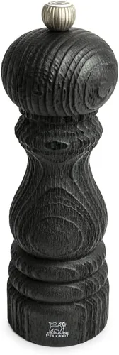 Molinillo de sal de madera reciclada manual, acabado negro, 7.1 in - 7 pulgadas