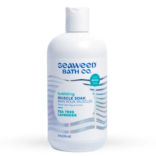 Seaweed Bath Co. - Remojo muscular burbujeante, aroma a lavanda de árbol de té, 12 onzas, algas cosechadas de forma sostenible, arcilla marina