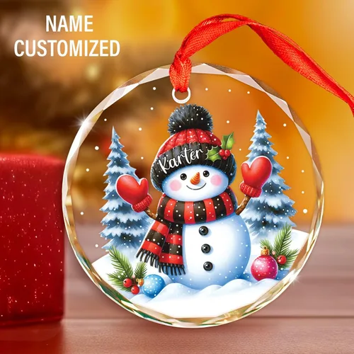 Miniatura 2 de Adorno de cristal de Navidad personalizado con nombre, muñeco de nieve personalizado para árbol de Navidad 2025, nuevo adorno de Navidad para bebé