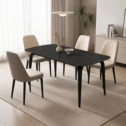 Miniatura 30 de Modern Dining Table Set for 4,50" Sintered Stone Table Set for 4,Marble Dining Table Set of 4 with Upholstered Chair,5 Piece Rectangular Dining Room