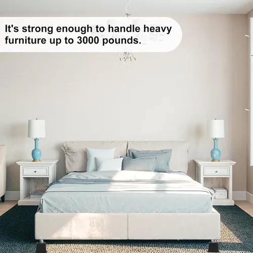 Miniatura 8 de Paquete de 4 elevadores de muebles de cama, elevadores de cama resistentes de 3.1 pulgadas con almohadillas de espuma antideslizantes para cama