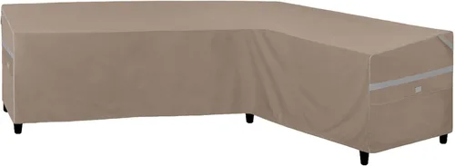 Miniatura 11 de Funda impermeable para sofá modular en forma de V para exteriores, resistente a los rayos UV, para muebles de patio de 5 plazas, 85 pulgadas de Gris