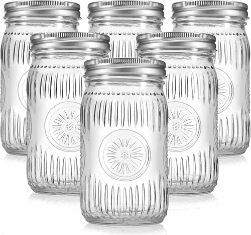Miniatura 9 de Frascos Mason de 32 oz de Boca Ancha - Paquete de 12 Frascos de Vidrio Mason de Cuarto de Galón con Tapas Herméticas y Bandas para Enlatado