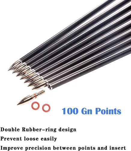 Miniatura 5 de Archery Carbon Arrow 28 29 30 inch 300 340 350 400 Spine Practice Hunting Arrows for Compound Recurve Bow 12PCS Amarillo