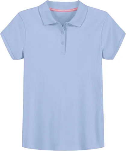 Miniatura 8 de IZOD - Camiseta de manga corta para uniforme escolar de niñas, cierre de botones, tejido entrelazado cómodo y suave