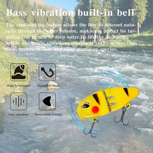 Miniatura 4 de Paquete de 7 Mini Cebo Deslizante, Cebo Deslizante Raptor, Señuelos de Pesca Swimbait para Agua Dulce y Salada, Increíble Regalo de Equipo de Pesca