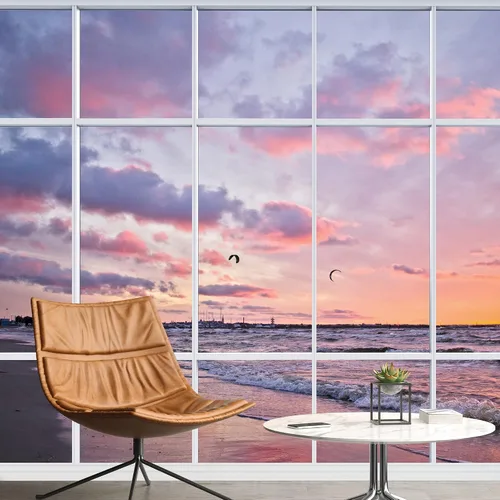 Miniatura 25 de wall26 - Surreal, nubes de tormenta que sombrean desde morados oscuros y rojos hasta naranjas y amarillos - Mural de pared extraíble Papel tapiz