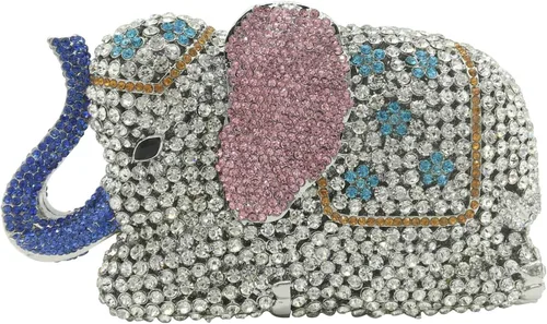 Miniatura 10 de Boutique De FGG Elefante de noche embragues bolsos de mano de metal cristal embrague Minaudiere boda carteras y bolsos nupciales