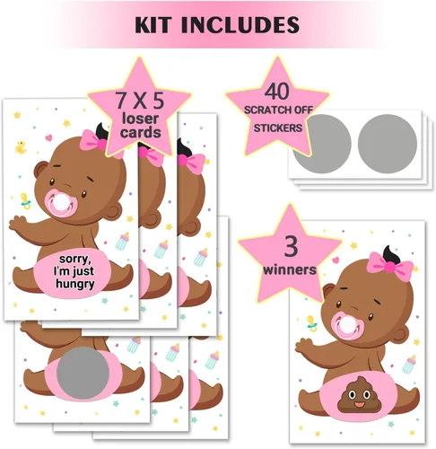 Miniatura 2 de Juego de 38 cartas para rifas de baby shower para niñas, boletos de lotería para baby shower, juegos de tarjetas para raspar, juegos de tarjetas