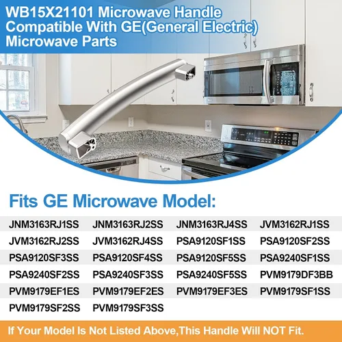 Miniatura 3 de Manija de puerta de microondas WB15X21101 mejorada compatible con mango de microondas GE, piezas de manija de puerta de microondas GE reforzada