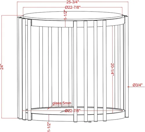 Miniatura 3 de 24/7 Shop at Home Delong - Mesa auxiliar redonda de metal sintético de mármol sintético de 26 pulgadas con estante de vidrio templado para sala