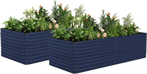 Miniatura 26 de NAVINE Cama de jardín elevada de 8 x 4 x 2 pies, macetas elevadas de metal grande, macetas para plantas al aire libre para verduras, flores