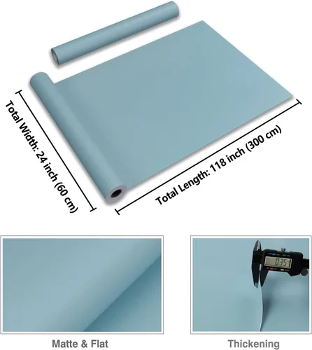Miniatura 8 de CRE8TIVE Papel tapiz grueso azul océano de 24 x 118 pulgadas, autoadhesivo, extraíble, color azul claro, película de vinilo decorativa impermeable