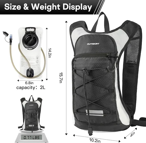 Miniatura 2 de OUTSKIRT Hydration Backpack with 2L Water Bladder, Lightweight and Breathable Running Hydration Pack, Water Backpack for Hiking, Cycling, Trail