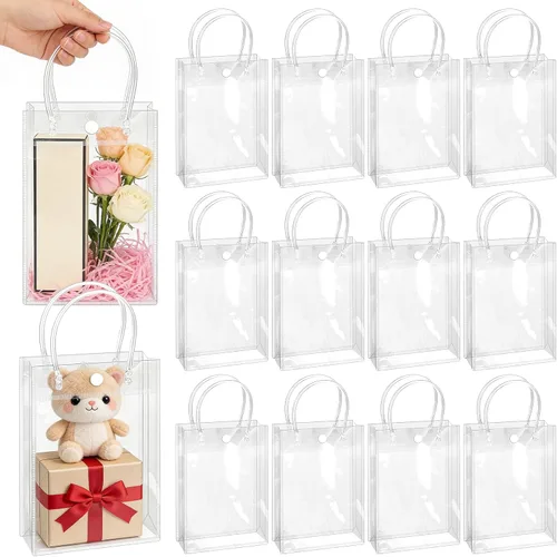Miniatura 18 de BadenBach - 24 bolsas pequeñas de regalo transparentes con asas, 5.1 x 5.9 x 2.8 pulgadas, mini bolsa de plástico transparente para fiesta, bolsa