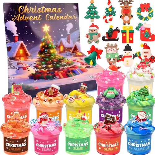 Miniatura 11 de Kit de slime de Navidad – Slime de Navidad antiadherente, suave, elástico, regalos de fiesta de slime para niños, perfecto para rellenos