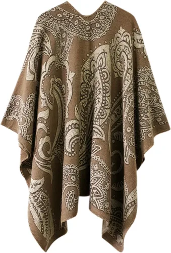 Miniatura 147 de Urban CoCo Poncho de colores para mujer, chal con frente abierto, color en bloques