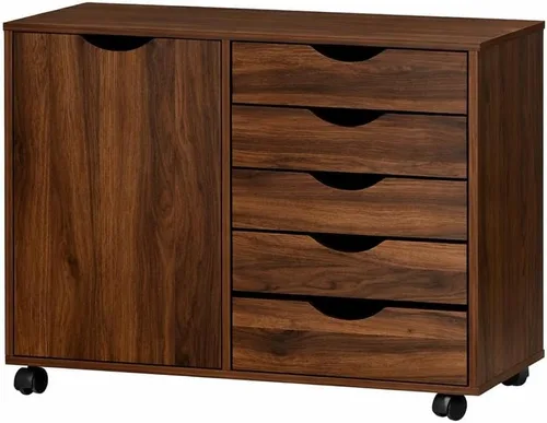 Miniatura 10 de Cajón de 5 cajones con gabinete de 2 estantes, negro, almacenamiento inteligente, perfilado con divisores ajustables, ruedas con cerradura