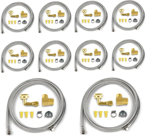 Miniatura 9 de EFIELD Kit de instalación para lavavajillas, manguera de suministro de acero inoxidable de 6 pies, adaptador de compresión de 3/8 pulgadas x 3/8