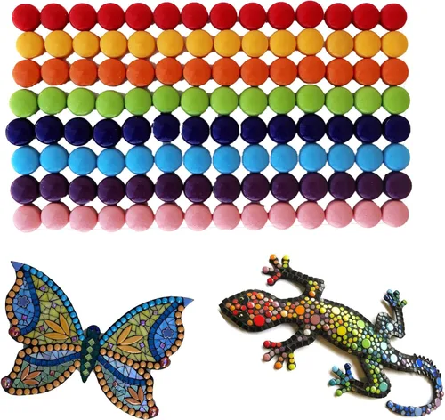 Miniatura 3 de Mosaico redondo de 0.47 pulgadas para manualidades, piezas de mosaico de vidrio de colores surtidos de 7 onzas para suministros de arte, kit de Arco