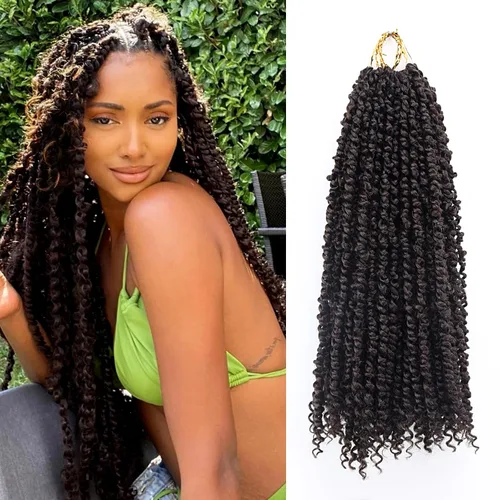 Miniatura 11 de Cabello Passion Twist – 8 pulgadas Passion Twist Crochet Hair para mujer, 8 paquetes de cabello rizado pretrenzado Passion Twists extensiones de 1b