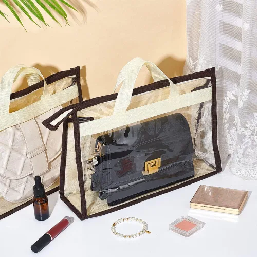 Miniatura 6 de PH PandaHall Paquete de 5 bolsas antipolvo para bolsas, organizador transparente de almacenamiento de bolsos, bolsa colgante con asa de cremallera