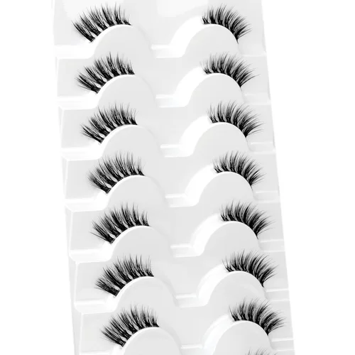 Miniatura 114 de Pooplunch - Pestañas postizas finas de visón sintético, estilo ojo de gato, naturales, cruzadas, tipo racimo, efecto 8D de volumen, tiras