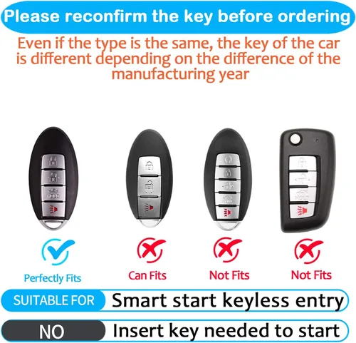 Miniatura 2 de para Nissan Funda para Llavero Compatible con Altima Maxima Rogue Armada Pathfinder, Carcasa para Llave Inteligente (Azul, 4 botones)