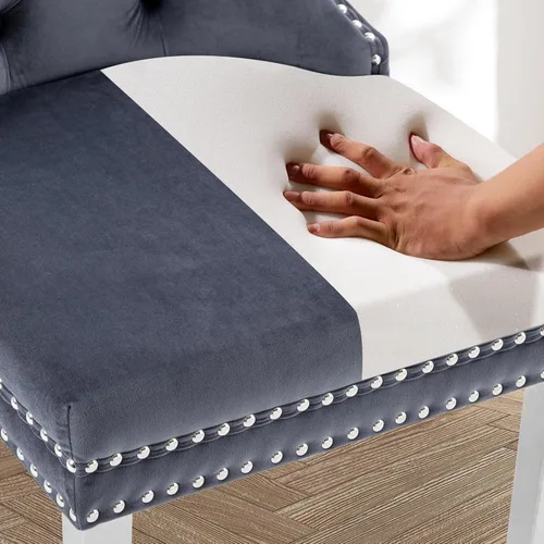 Miniatura 6 de Sillas de Comedor de Terciopelo Juego de 4, Colección Nikki Sillas de Comedor con Patas de Acero Inoxidable Plateado y Anilla, Silla Lateral de Lujo