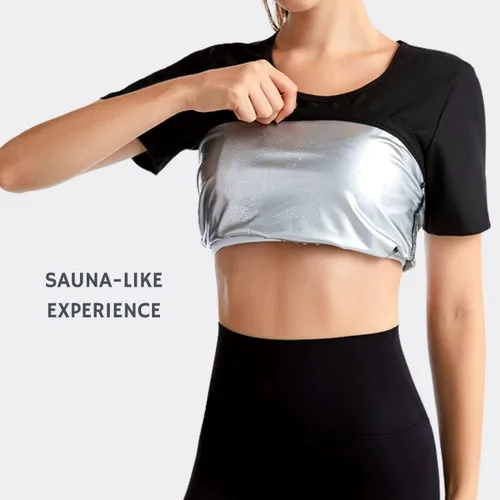 Miniatura 2 de Nano Hertz Traje de sauna para sudar y perder peso, faja moldeadora para entrenamiento de cintura, entrenamiento, ejercicio, camisa de manga corta