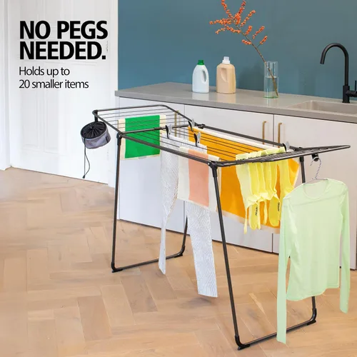 Miniatura 5 de Brabantia HangOn - Tendedero de ropa 59 pies (59.1 ft) Negro mate Aireador de ropa interior mediano, soporte de lavandería plegable