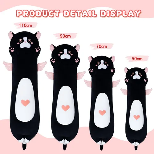 Miniatura 6 de Almohada larga de gato para niños, lindos regalos de animales de peluche para niñas, juguete de gato de felpa larga para cumpleaños, almohada suave