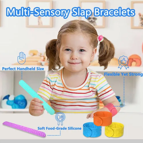 Miniatura 2 de Pulseras de silicona texturizada, juguetes sensoriales para niños y adultos, herramientas calmantes para autismo, TDAH, ansiedad y estrés, juguetes