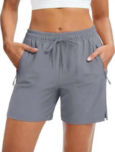 Miniatura 12 de MAGCOMSEN Pantalones cortos de senderismo para mujer de 5 pulgadas, UPF 50+, de secado rápido, ligeros, atléticos, para correr, golf, verano