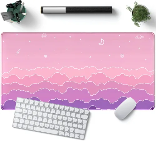 Miniatura 13 de Tapete de Escritorio Verde XL Gato Lindo Planta Genial Almohadilla de Escritorio Tapete de Teclado Kawaii Gato Negro Flor Mousepad Tapete de B-cat