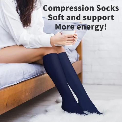 Miniatura 5 de COOLOVER 4 Pairs Compression Socks for Women & Men Circulation 15-20mmHg -Best Support for Nursing, Athletic, Cycling, Flight