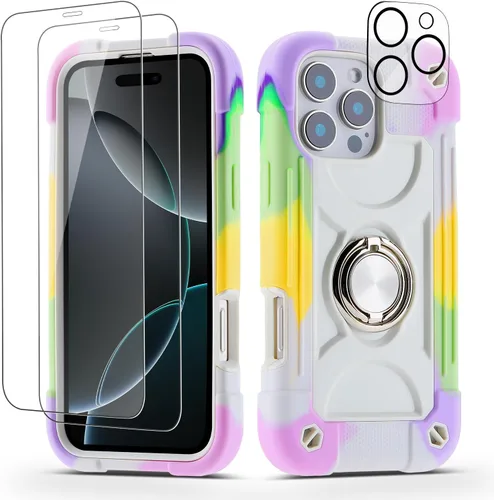 Miniatura 91 de Funda para iPhone 11 de 6.1 pulgadas con soporte de anillo, con 2 protectores de pantalla de vidrio, resistente a los golpes, resistente a