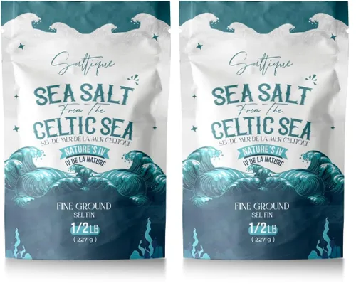 Miniatura 5 de Sal marina francesa fina del mar celta, 1/2 libras, 100% sal marina sin refinar empaquetada con 82 minerales que te ayudan a mantenerte hidratado