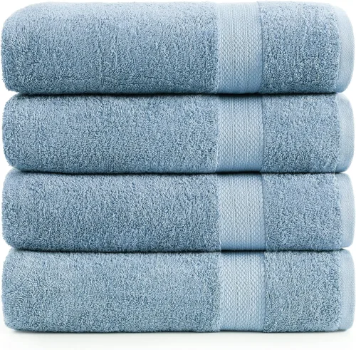 Miniatura 36 de Lane Linen Paquete de 4 toallas de baño 100 % algodón (35 x 66 pulgadas), hilado en anillo, extra grandes, secado rápido, suaves, de poca pelusa