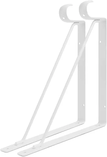 Miniatura 6 de Paquete de 8 estantes de armario resistentes y soportes de barra, soportes de estante de armario montados en la pared, soportes de estante
