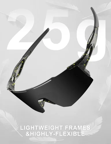 Miniatura 4 de OULAIQI Gafas de sol de ciclismo, polarizadas, para hombres y mujeres, con 1 lente o 3 lentes intercambiables, gafas de béisbol